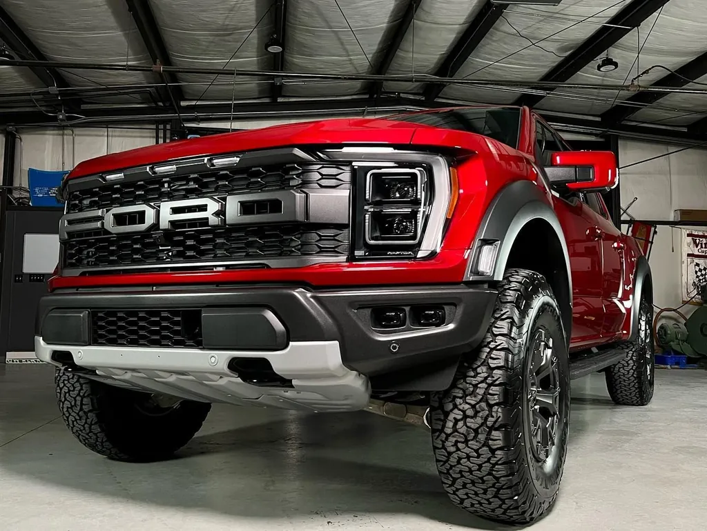 Red Ford F-150 Raptor after a full detail at Petty Shine